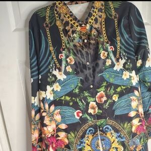 Vibrant Floral and Chain Print Top and Pants Set